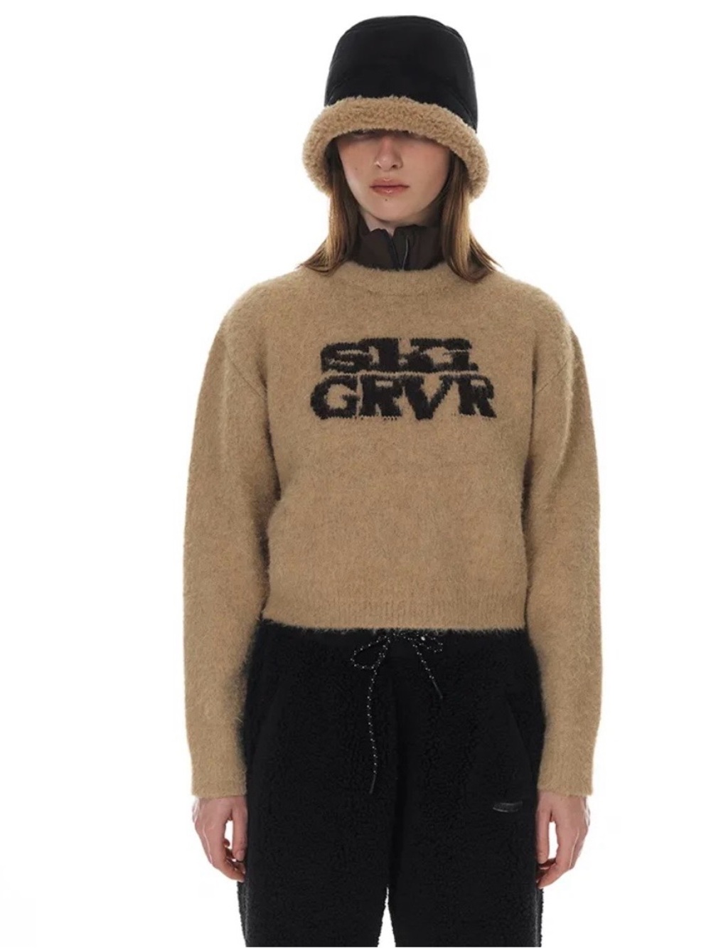 STK GRVR Camel Logo Crewneck Sweater